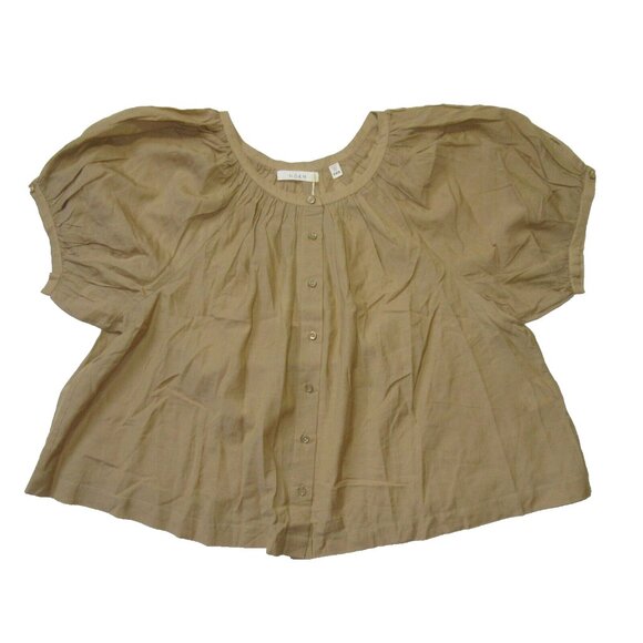 Doen Tops - NWT DOEN June Top in Driftwood Cotton Blend Puff Sleeve Crop Peasant Blouse XXS